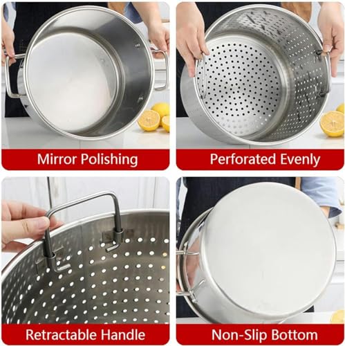 Olla de acero inoxidable 20 l con colador freidora de pavo exterior 6