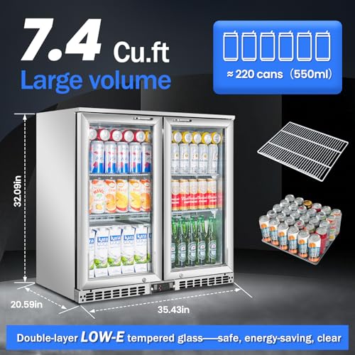 Image of 7.4 Cu.Ft Back Bar Cooler, 2 Hinged Glass Doors, Stainless, ETL