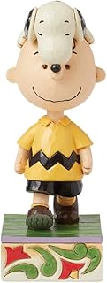 Enesco Peanuts by Jim Shore Collection Snoopy Relaxing on Charlie Brown's Head Figurine- Stone Resin Hand Crafted Painted Collectible Peanuts Snoopy Figurines Home Decor Statue, 6.13 Inch