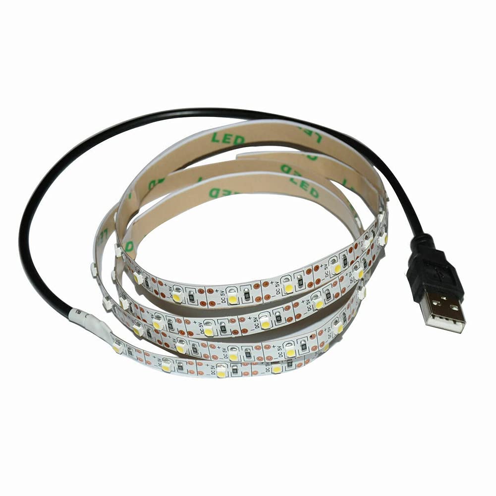 ausuky 5V USB Cable 2835 LED Strip String Lamp TV PC Monitor Backlight Bias Light (White,0.5M)