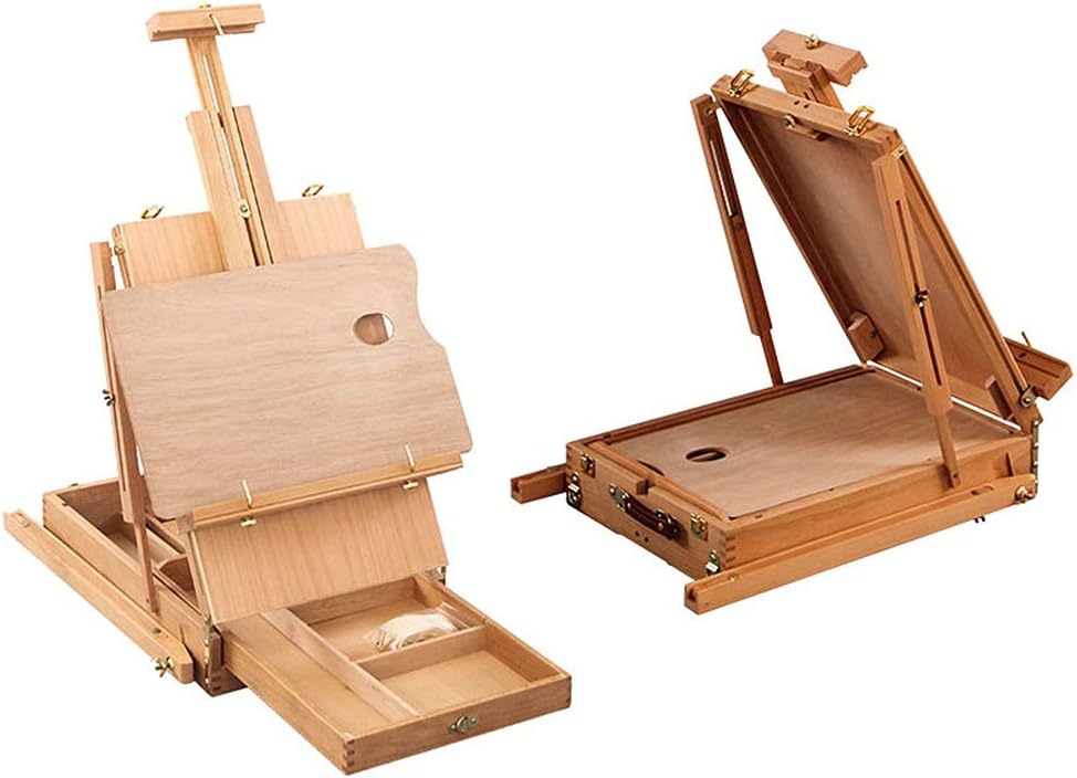 Wooden Standing, Painting Sketch Box Portable Folding Artist Painters Sketch Drawing Display Exhibition Tripod Stand 6.5kg (A)