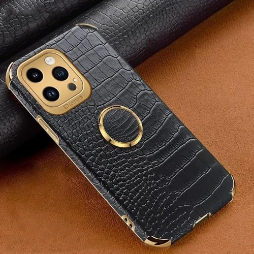 Coque silicone magnétique compatible iPhone 15 Pro Max 14 13 12 11 X noir avec anneau support arrière