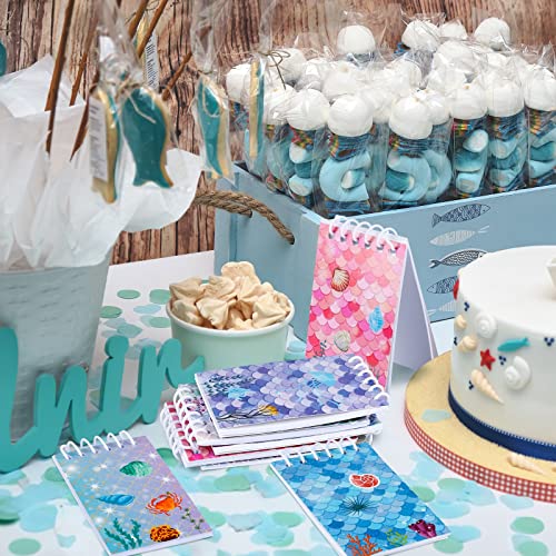 HOBBY HORSE 24 Pieces Mini Mermaid Notepads Small Spiral Notebooks Mermaid Scale Pocket Notepads for Mermaid Birthday Party Favors, 3.5 x 2.4 Inch