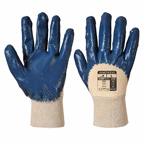 sUw - Nitrile Light Knitwrist Work Grip Gloves (6 Pair Pack) - Navy Blue - XX-Large