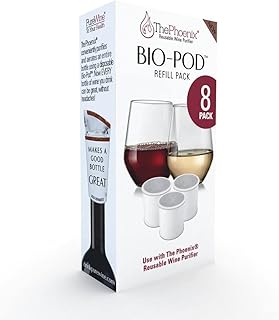 PureWine Phoenix Bio-Pods 8-Pack Refill for Wine Filter - Eco-Friendly, Portable, Reusable Wine Aerator - Histamine & Sulfite Filter & Purifier