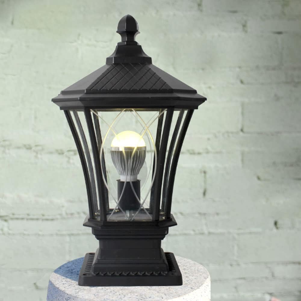Outdoor LED Street Lamp, Glass And Metal Lantern Lawn Lamp, Floor Lamp, Post Cap Traditional Waterproof Pillar Lamps E26 Decorative Patio Lights