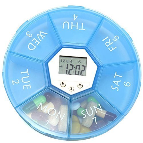 Weekly Pill Organizer?Shyonda 7Days Digital Pill Organizer LED Light Alarm Reminders 7 Days Pill Organizer- Light Weight 6 Groups Clock Easy Carry Alarm Reminder Pill Box.