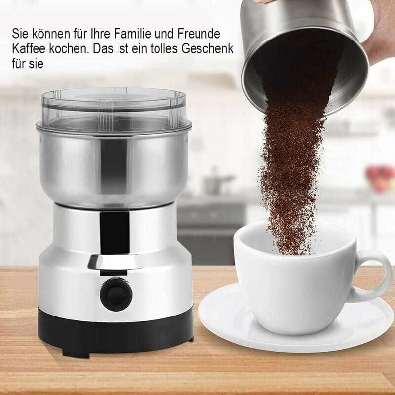 Moulin à Café électrique Moulin Noix et Céréales, Broyeur Alimentaire en Acier Inoxydable Moulin à Café Et Mixeur électrique Broyeur pour Grains de Café, Graine de Lin et Autres épices 14500tr/Min