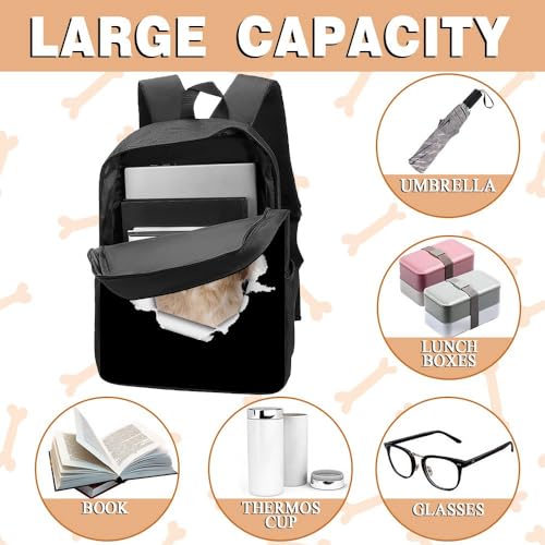 Pitbull Backpack Daypack Lovely Dog Print Bookbag Laptop Bag For Work Travel Hiking 17 Inch Black Lightweight Style 84