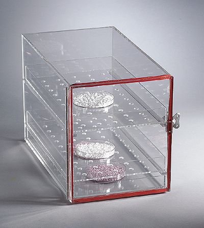 Dynalon 143115 Acrylic Desiccators with Sliding Trays, Interior 9"W x 10-½"H x 16"D