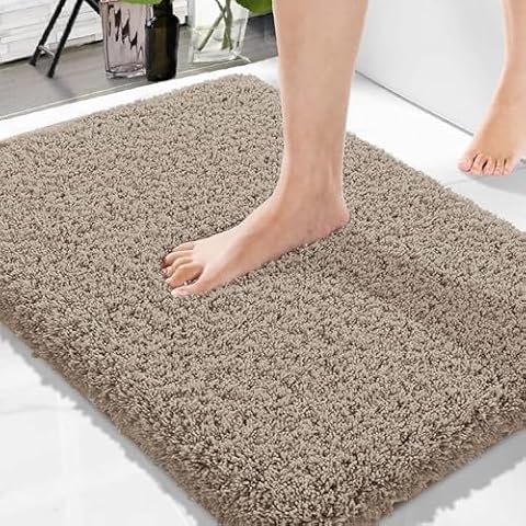 Amazon Solimo Premium Anti-Slip Microfibre Bathmat 60x40 cm Light Taupe