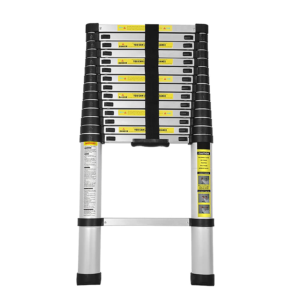 Aluminium telescopic ladder with removable hooks, 2.6 m