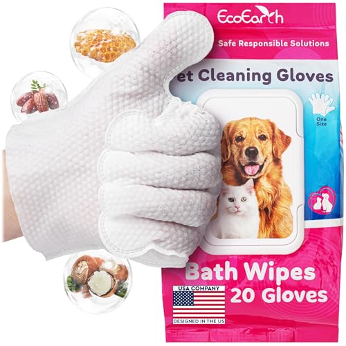 Premium Pet Cleaning Gloves, Dogs & Cats Disposable Wipes, 1 Bag - 20 pc