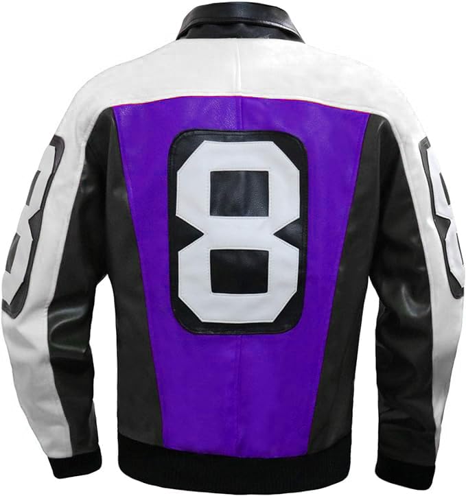 Image of 8 Pool Bomber Jacket- Faux Leather Seinfeld David Puddy Eight ball Lettermen Jacket - 90's Bomber Jacket