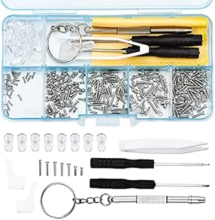 500 Pcs Eyeglasss Sunglass Glasses Repair Tool Kit Set, Spectacles Repair Kit with Screwdriver and Screws, Glasses Cloth, Tweezer Silicone Nose Pads Assortment Repair Tool Set