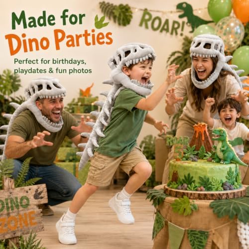 Dinosaur Skeleton Costume β 3D Spinosaurus Skull Mask & Plush Spine for Halloween, Cosplay & Dress-Up Play (29.5in) - 3