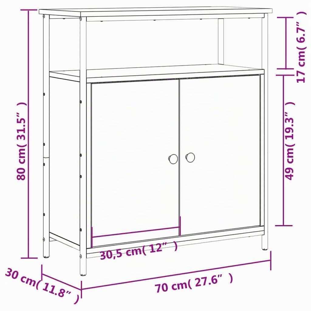 vidaXL Buffet Sonoma Gris 70x30x80 cm Bois d'ingénierie