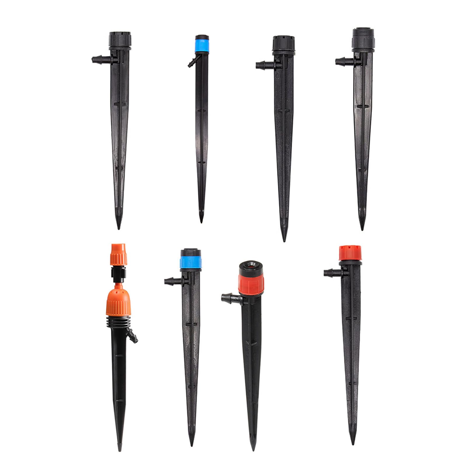 100 focos de riego por goteo, flujo ajustable, gotero de riego con estaca para flujo de agua, cabezal rociador, flujo de agua ajustable, gotero de ahorro de agua