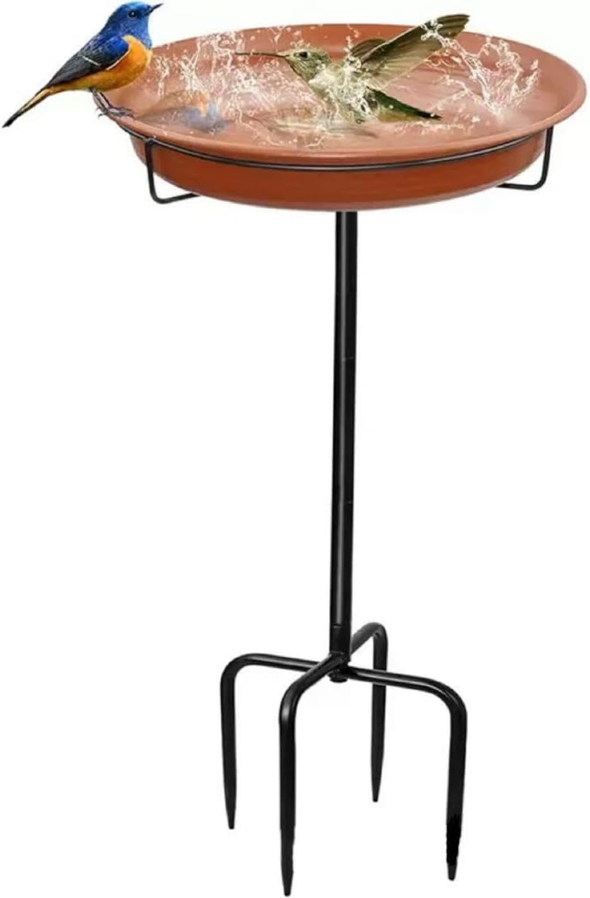 29-inch metal birdbath, can be used as a bird feeder, suitable for outdoor use, with a four-claw base, detachable