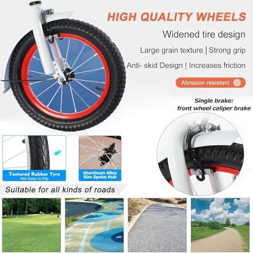 Folding Kids Tricycle with 18" Wheels - Human Powered 3-Wheel Bike for Beginners, Exercise, Shopping & Picnic - Adjustable Height & Front Caliper Brake for Safety