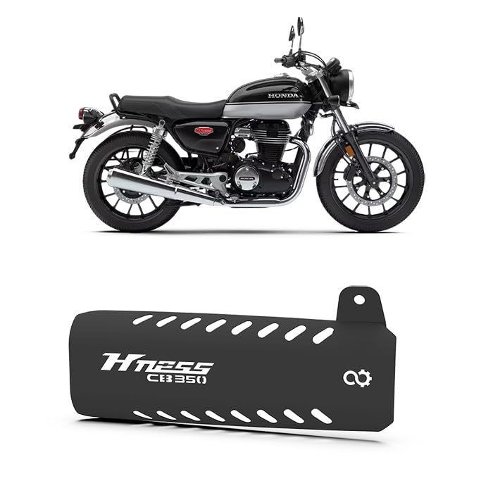 Image of Exhaust Guard | Heat Shield Cover | Exhaust Protector Compatible with Honda H'ness CB350 (Black) (Pack of 1)