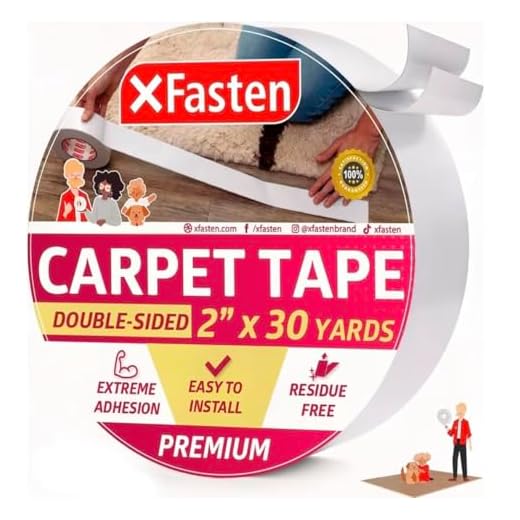XFasten Double Sided Carpet Tape - Heavy Duty 2” x 30 yds Residue-Free Carpet Tape for Area Rugs Over Carpet, Keep Rug in Place, Rug Tape Hardwood Floor, Anti Slip Double Sided Rug Tape for Carpet