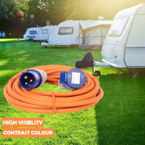 Gziztx 10M Extension Lead Cable - Heavy Duty 16 Amp 240V Camping Caravan Hook Up Cable - High Vis Orange - Ideal for Campervans & Motorhomes (10M) - Image 5