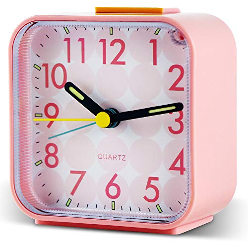 Neucox Battery Alarm Clock Bedside Non Ticking Silent Desk Clock Simple Table Analogue Clocks Nightlight Luminous Hands for Bedrooms Office Outdoors Heavy Sleepers