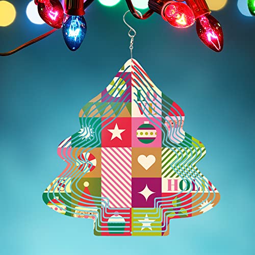 Vesub Sublimation Wind Spinner Chime Blanks 10 Inch Christmas Tree Shaped White,4 Pcs 3D Aluminum Double Sided Metal Wind Spinners Hanging For Cricut Autopress Heat Transfer,For Outdoor Yard Garden #TOP3