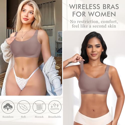 Image of Ganado Jelly Bras for Women No Underwire Wireless Seamless Push Up Bra Full Coverage Tshirt Bras Supportive Padded Bra