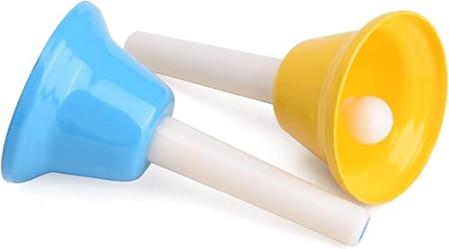 Miniatura 5 de Facmogu Juego de 8 campanas de mano, coloridas campanas de metal diatónico de 8 notas, campanas de instrumentos de percusión, juego de mancuernas