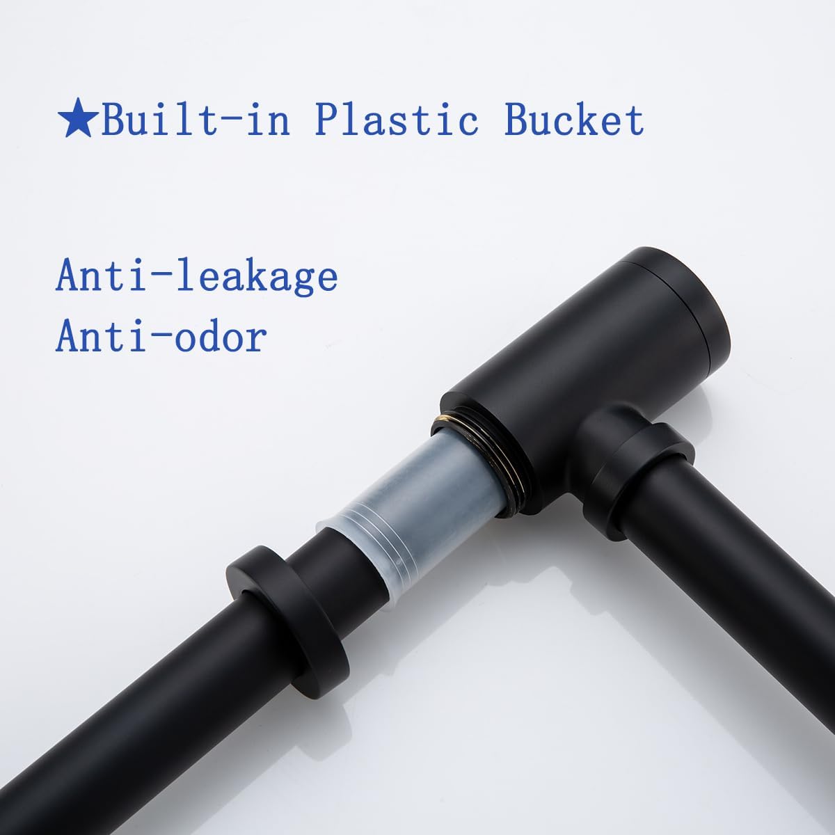 Contemporary Solid Brass Bottle P Trap Round 1 1/4 With 11.81 inch Slip Joint Extension Tube Basin Sink Waste Drain P Trap For Kit,Matte Black.