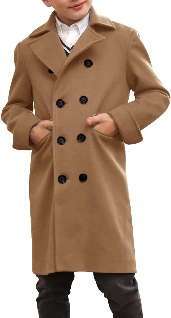 Stylish Boys' Casual Long Peacoat