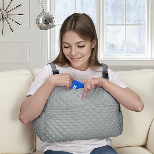 BEYOUDO Post-Surgery Mastectomy Heart Chest Pillow with Pockets, Grey Comfort — view 3