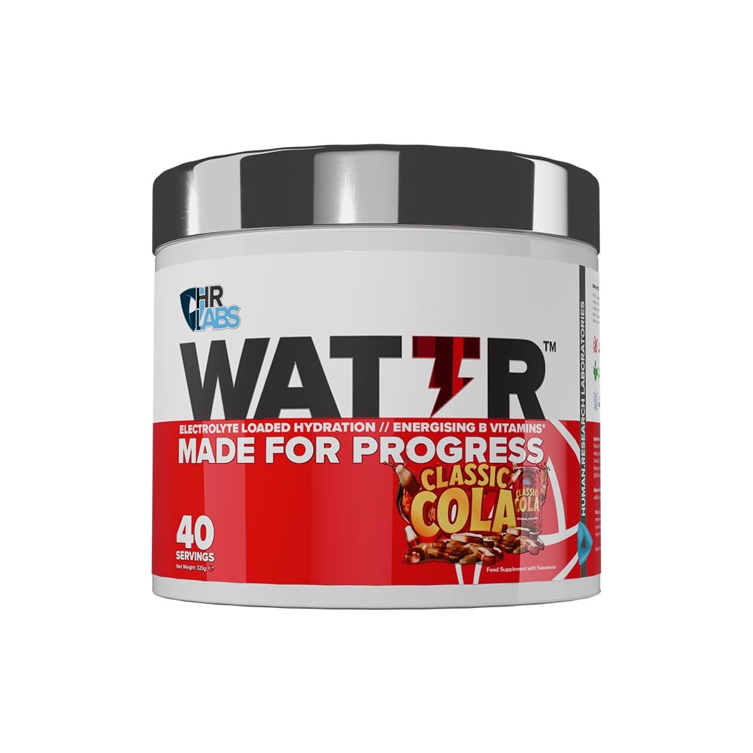 HR Labs WATTR™ Electrolyte Loaded Hydration Powder with Energising B Vitamins. 40 Servings, 320g, 7 Great Tasting Flavours (320g, Classic Cola)