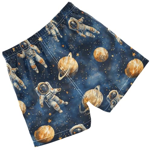 Pigsaly Boys' Swim Board Shorts Gold Stars Watercolor Planet Space Astronauts Boy's Swim Trunks Kids Swimwear 4T Multicolor2