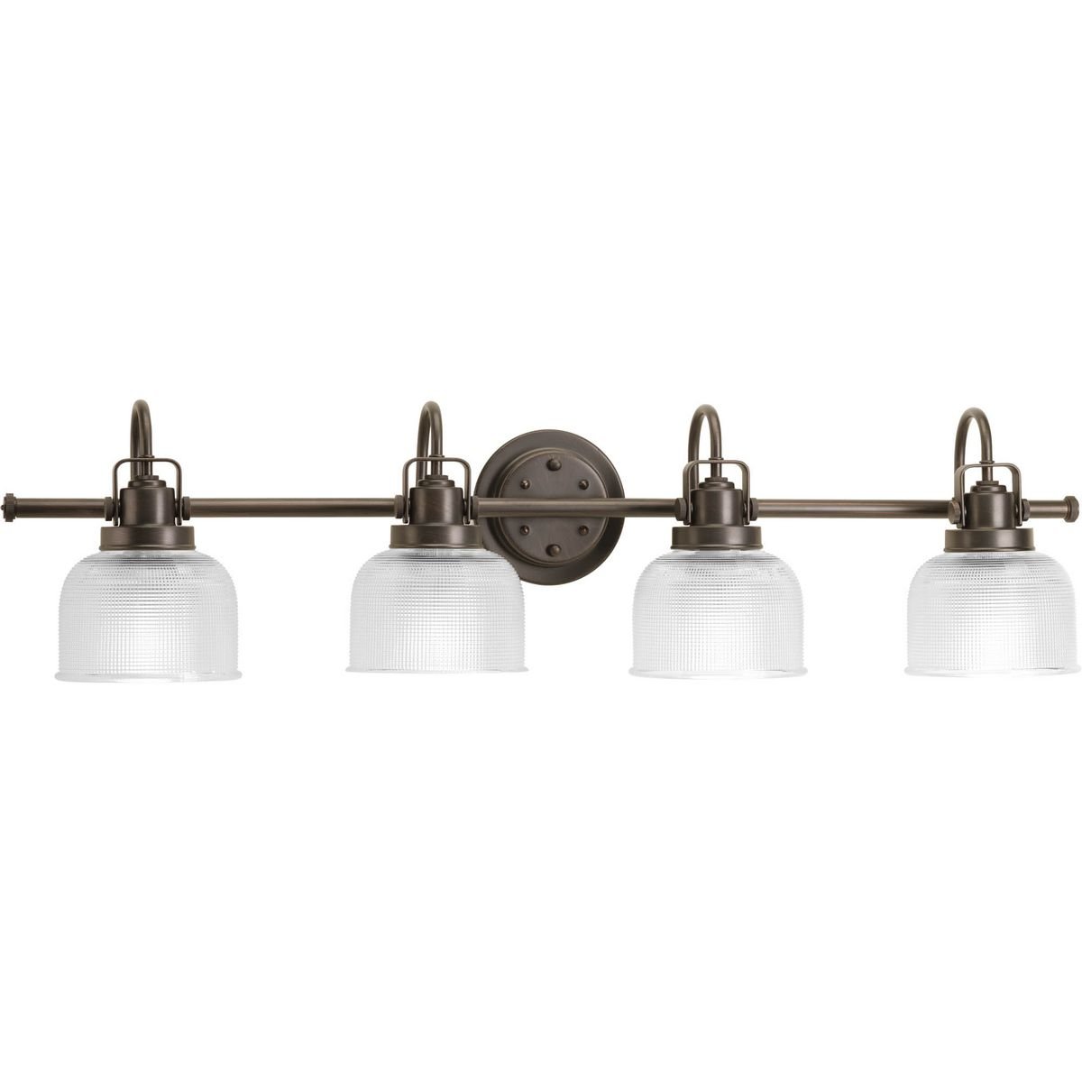 Archie Collection 4-Light Clear Double Prismatic Glass Coastal Bath Vanity Light Venetian Bronze