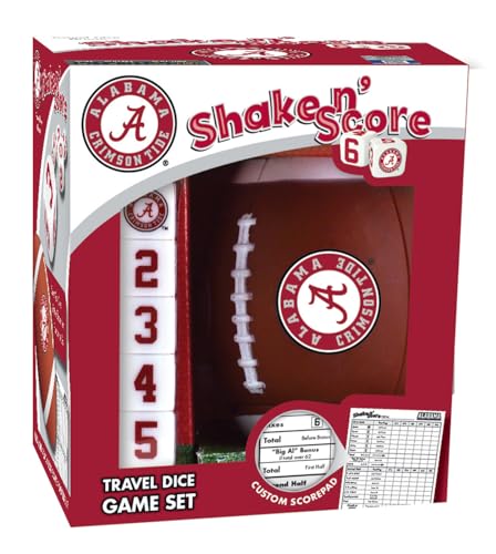 MasterPieces NCAA Alabama Crimson Tide, Shake N' Score Travel Dice Game, with Custom Scorepad, For Ages 6+