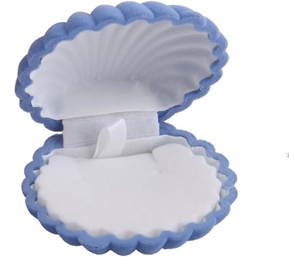 Amazon ノーブランド品 ジュエリーケース 携帯用 リング ボックス ギフトケース 結婚指輪 指輪ケース 収納 宝石 シェル型 ディスプレイ ブルー ギフトボックス 通販