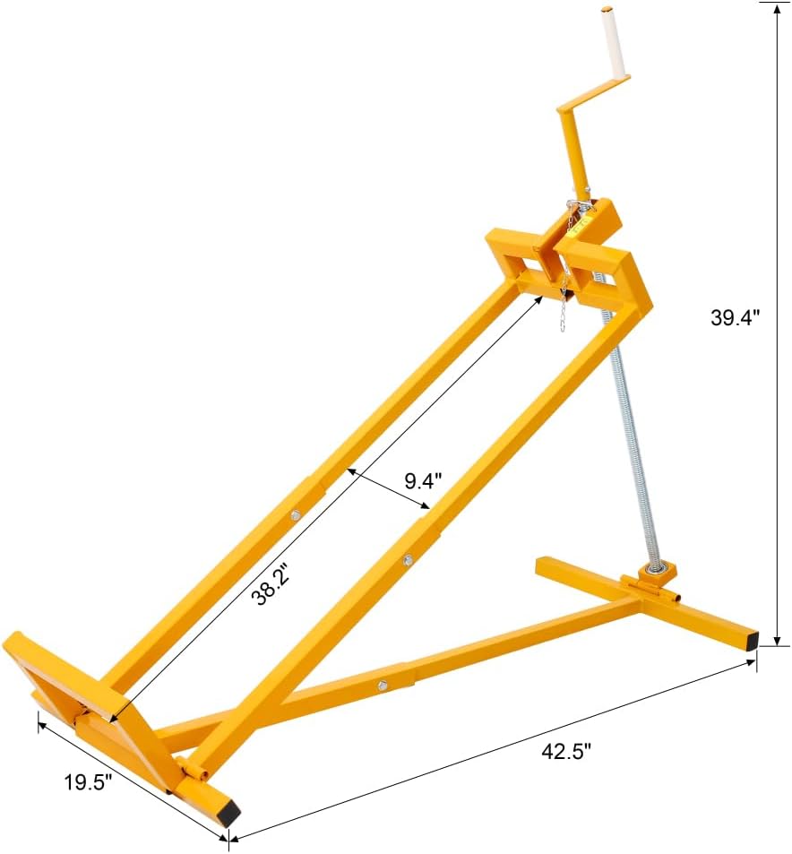 Lawn Mower Jack Lift for Riding Mowers, 800 lbs Capacity, 45° Tilt, Adjustable Mower Lift for Riding Tractors and Lawn Equipment Maintenance, Upgrade (Yellow)