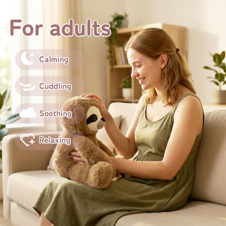 Image of Niuniu Daddy Weighted Stuffed Animals, 14 in 3.5 lbs, Sloth Plush for Kids | Heavy sensory lap pad, lying body pillow for sleeping, machine wash, huggable plushies, soothing gift for kids and adults