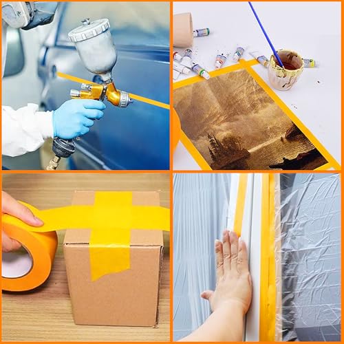 Taiyeestar 4 Rollen Malerkrepp, Goldband Klebeband 30 mm x 50 m, Profi-Kreppband für Malerband, Abdeckband Malertape Klebeband Washi Tape Gold Papiertape Selbstklebend