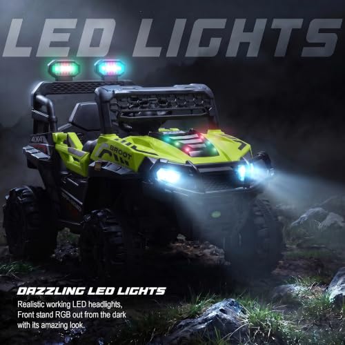 Image of Baybee Broot Electric Jeep for Kids with Parental Control | Baby Battery Operated Ride On Toy Car with 4x4 Motor, RGB Lights & Music | Rechargeable Battery Car for Kids 2-6 Years (Florescent Green)