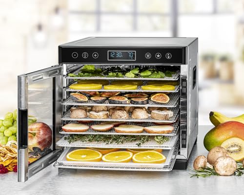 ROMMELSBACHER Dörrautomat DA 650, Dörrfläche 0,5 m², inkl. 7 Edelstahl-Dörrtabletts, 1 Dörrgitter, 1 Dörrunterlage, LCD-Display, 99 Std. Zeitschaltuhr, Temperatur einstellbar (35 °C – 75 °C)