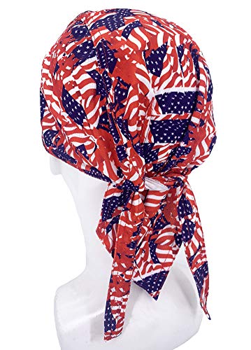 Patriotic Dew Rags Headwraps, American Flag Motorcycle Head Wraps Bandana, Usa Doo Rag Caps Sweathead For Men And Women #TOP2