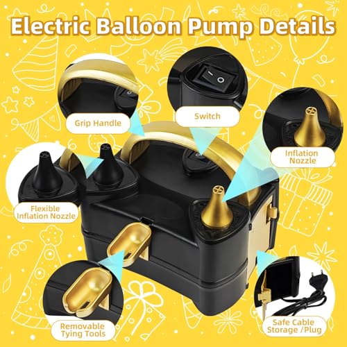 Image of Bezente Mustard Yellow Latex Party Balloons - 100 Pack 12 inch Round Helium Boho Netural Fall Balloons and Electric Balloon Pump