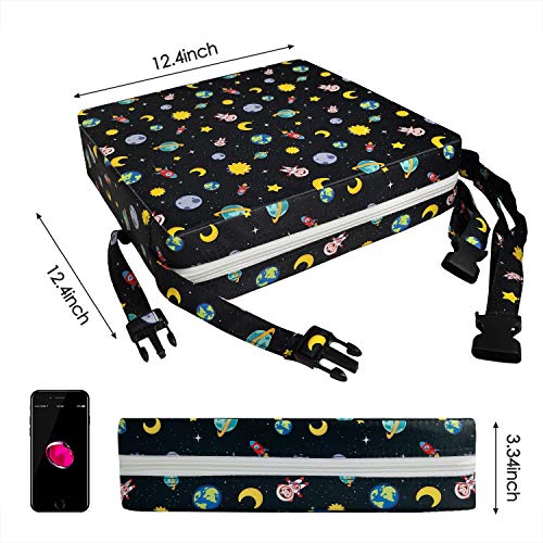 Toddler Booster Seat Dining, Washable 2 Straps Safety Buckle Kids Booster Seat For Dining Table, Portable Travel Increasing Cushion (Star-Black) #TOP3