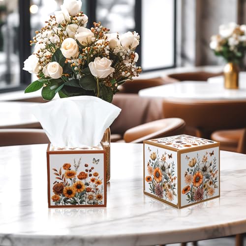 Image of Fourluoo 12 Pack Spring Wildflower Floral Facial Tissues Cube Boxes 600 Sheets 3 Ply Small Flower Square Face Tissues Bulk for Spring Summer Car Bedroom Party Supplies