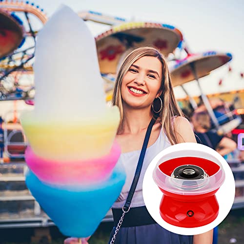 Foto von AVCXEC Zuckerwattemaschinen, 220V Haushalt elektrische Mini-Zuckerwatte, Zuckerwattemaschine mit 10 Stäbchen und Zuckermessbecher, Cotton Candy Maker für Kindergeburtstag Zuhause, Rot, Euro-Stecker