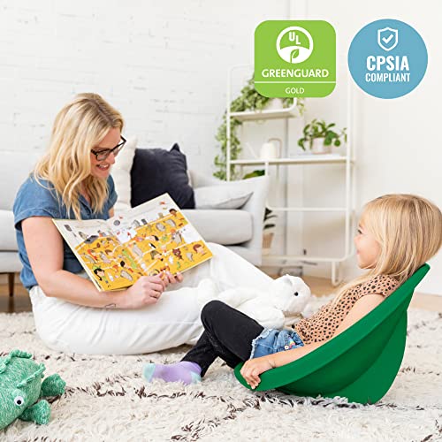 Image of ECR4Kids Plastic Leaf Scoop Floor Rocker Seat, Classroom Furniture, Green, 6-Piece